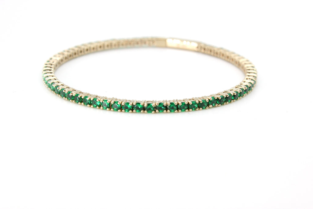 Flexible Bracelet with Lab Created Emeralds
